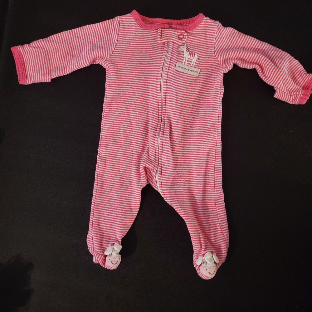 Carter's Pink Striped Footed One Piece